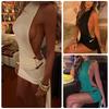2025 European & American Sexy Bodycon Dress with Metal Buckle Waist