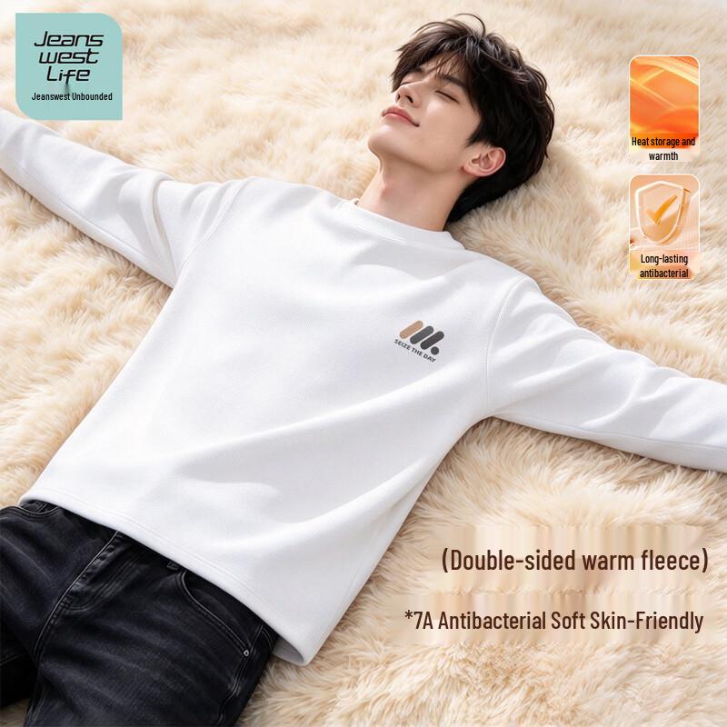Jeanswest Men's Thermal Fleece Crew Neck Long Sleeve Base Layer
