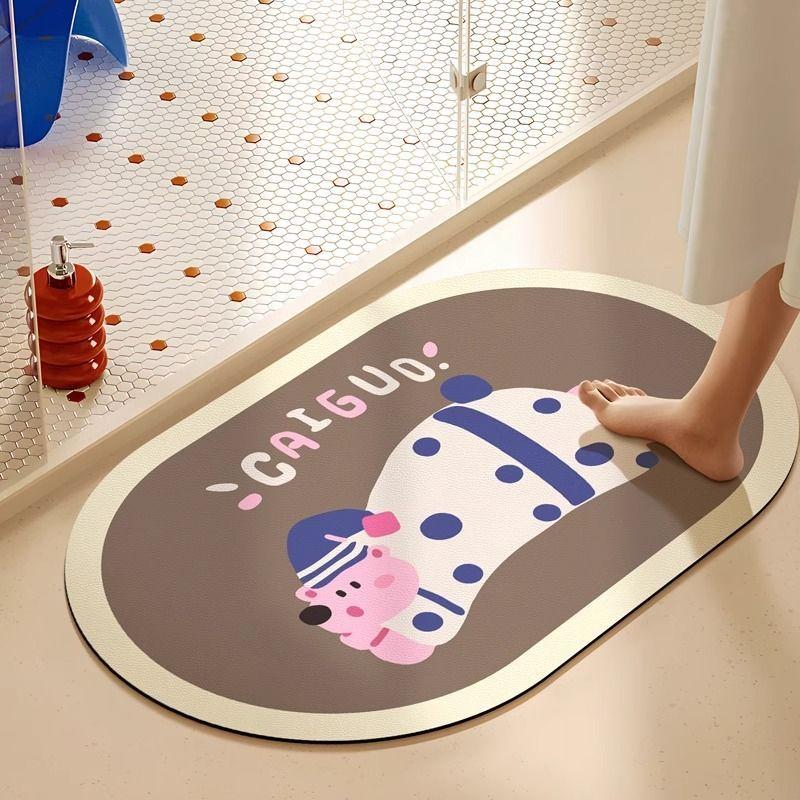 

Мультяшные коврики для ванной из диатомовой земли, впитывающие и нескользящие, подходят для домашнего использования, износостойкие 40X60cm 15.7X23.6in