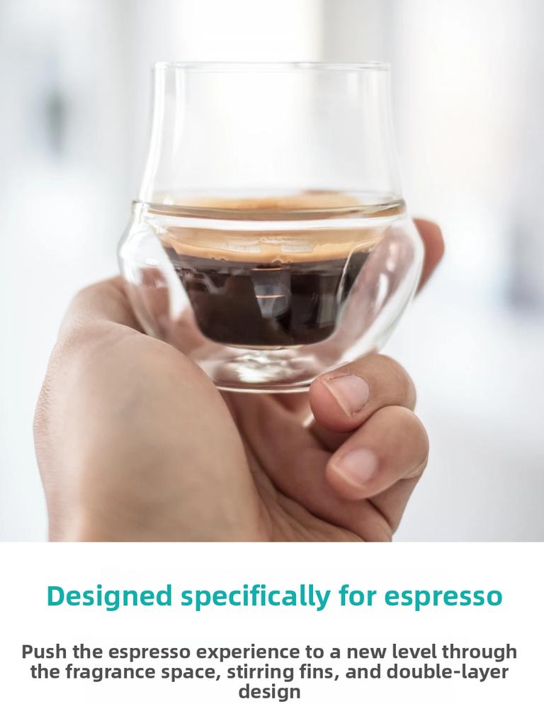 Italian Style Double Layer Heat Resistant Transparent Glass Coffee Tasting Cup Espresso Kruve Concentrated Coffee Sniffing Cup