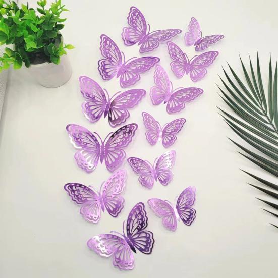 12 Pcs 3D Butterfly Wall Decor 3 Sizes Butterfly Wall Decals for Room Wall Decor Self-Adhesive Removable Stickers for Party