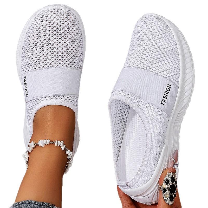 Women's Spring Summer Breathable Mule Shoes, Casual Slip On Half Drag Flat Daily Shoes
