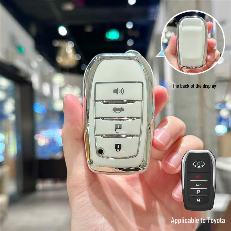 Silver Edge Key Case for Toyota Models: Corolla, RAV4, Camry, Vios, Highlander