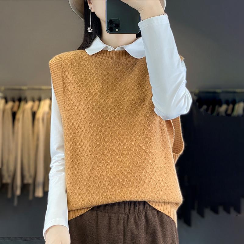 Women's Cashmere Vest Qinghe Cashmere 30% Cashmere 70% Wool Women's Autumn and Winter Cashmere Vest Soft and Warm