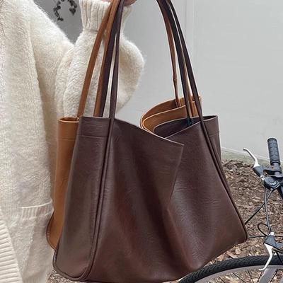 Bolso Tote Universitario Coreano Retro de Moda para Mujer de Gran Capacidad y Súper Suave 2025