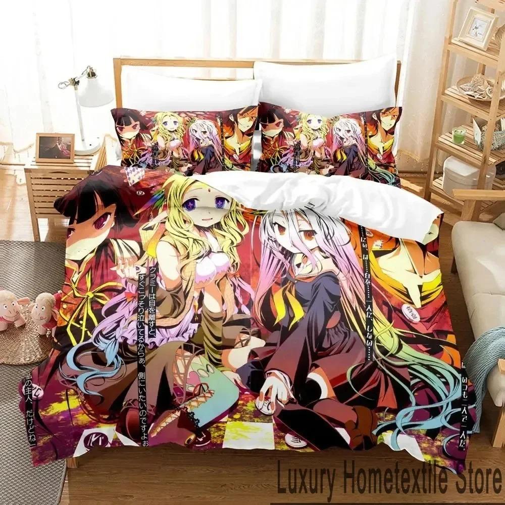 3D No Game No Life Anime Bedding Set Boys Girls Twin Queen King Size Duvet Cover Pillowcase Bed boys Adult Home Textileextile