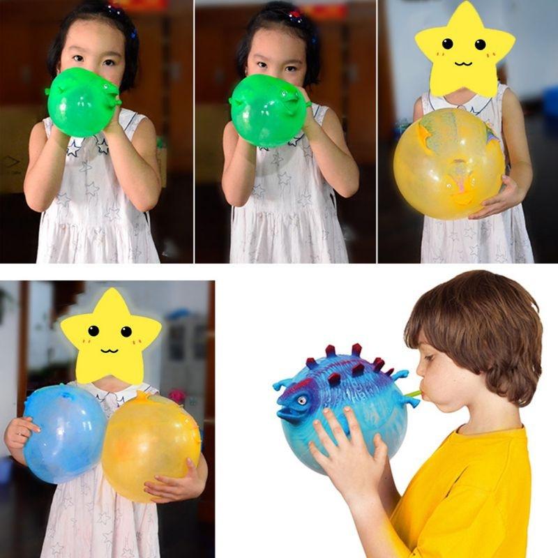 Kids Toy Funny Blowing Animals Toys Dinosaur Anxiety Stress Relief Inflatable Balloon Squeeze Ball