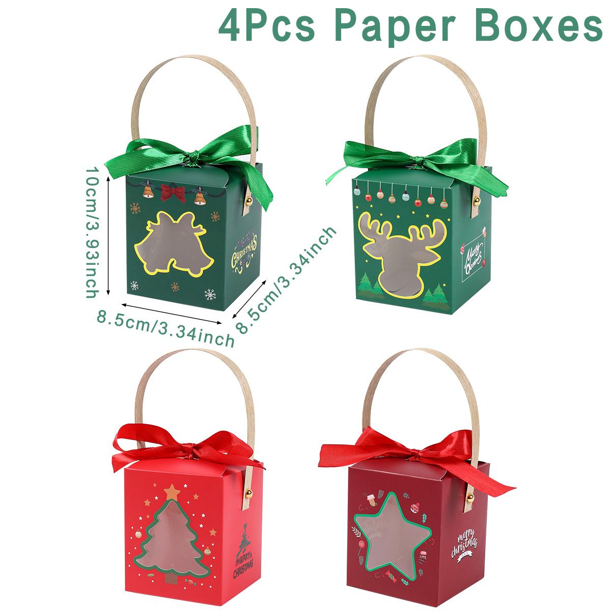 

4pcs Santa Snowman Christmas Candy Boxes Merry Christmas Decor For Home 2025 Xmas Gifts Box Navidad New Year Packging Bags as shown