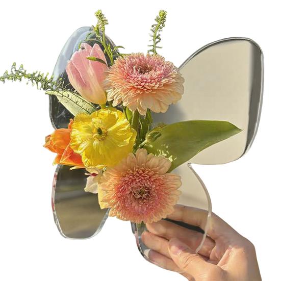 Yousheng Clear Plastic Vase Decorative Square/Butterfly Frame Vase for Wedding Party Table Home Dining Table Bookshelf Centerpiece House Warming Gifts