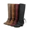 Fashion 2024 Winter Women Boots Shoes Fashion Vintage Lace-up Boots Women Round Cowboy High Heels Booties Shoes Woman Botas Mujer
