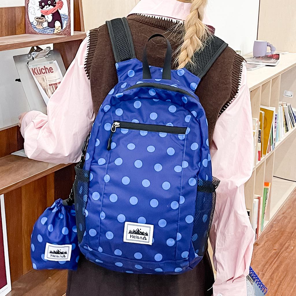 Color Polka Dot School Bag for Girls Large Capacity Backpack for Primary Middle High School Students Lightweight Casual Bookbags Nylon Backpack