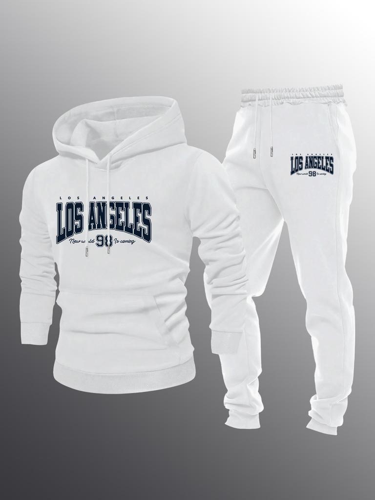 Autumn and winter explosion Los Angeles printed men's suit, hooded sweater sweatpants two-piece set, casual sportswear