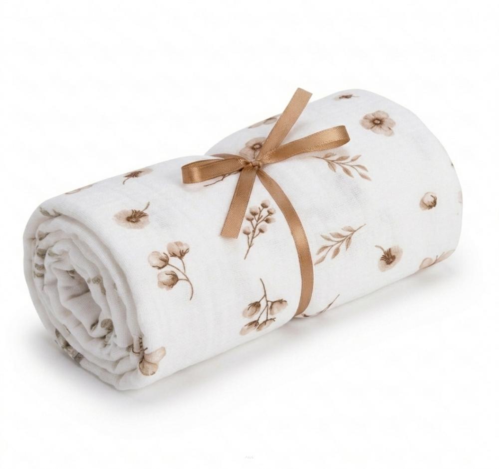 Muslin fitted sheet for crib 120*60 (soft beige garden)
