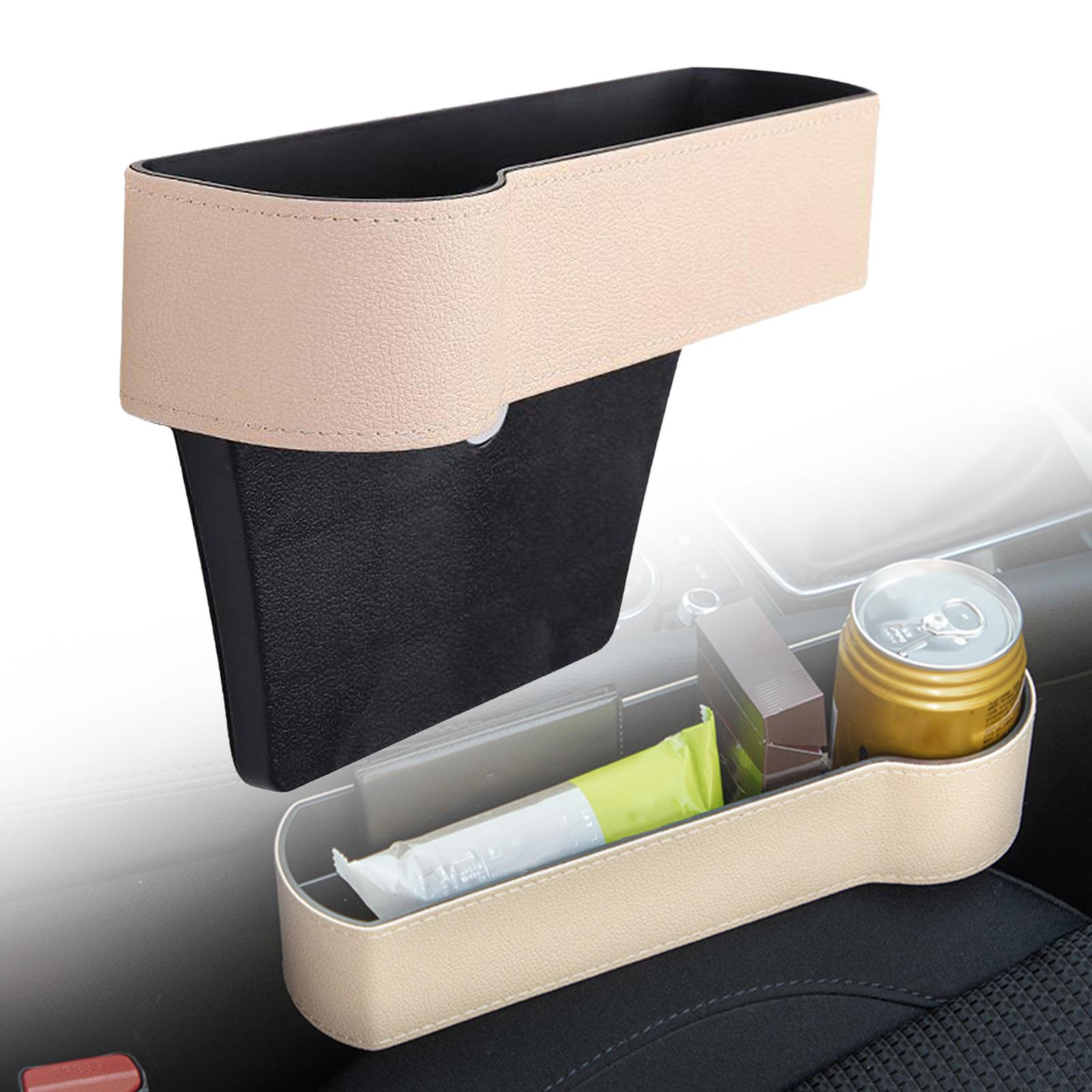Car Seat Gap Filler Organizer Auto Console Side Storage Box Universal Beige Driver Side