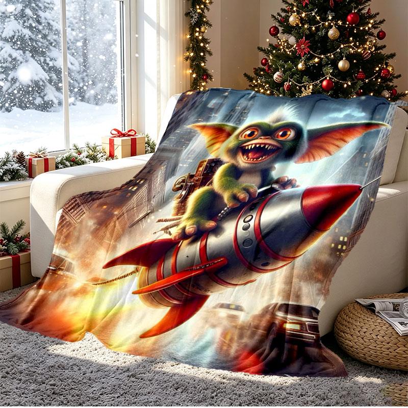 Gizmo (Gremlins) Pattern Blanket for Home Decoration, Bed, Sofa, Car Travel, Camping, Suitable for All Seasons, Birthday Christmas Gift