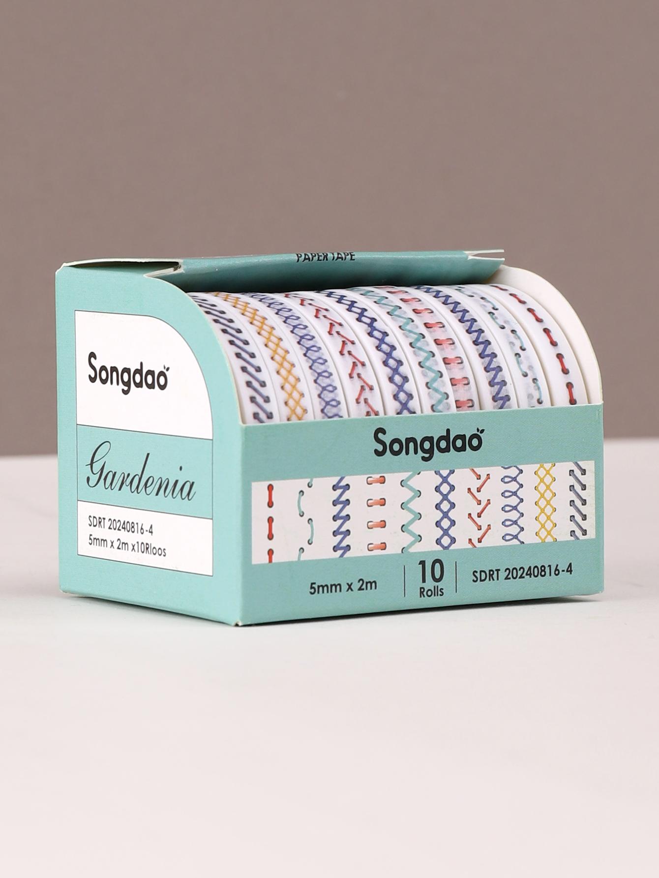 

10rolls/Box Dividing Line Washi Tape For Creative Journaling Scrapbooking Supplies Masking Tape Color Aesthetic Decorative Tape