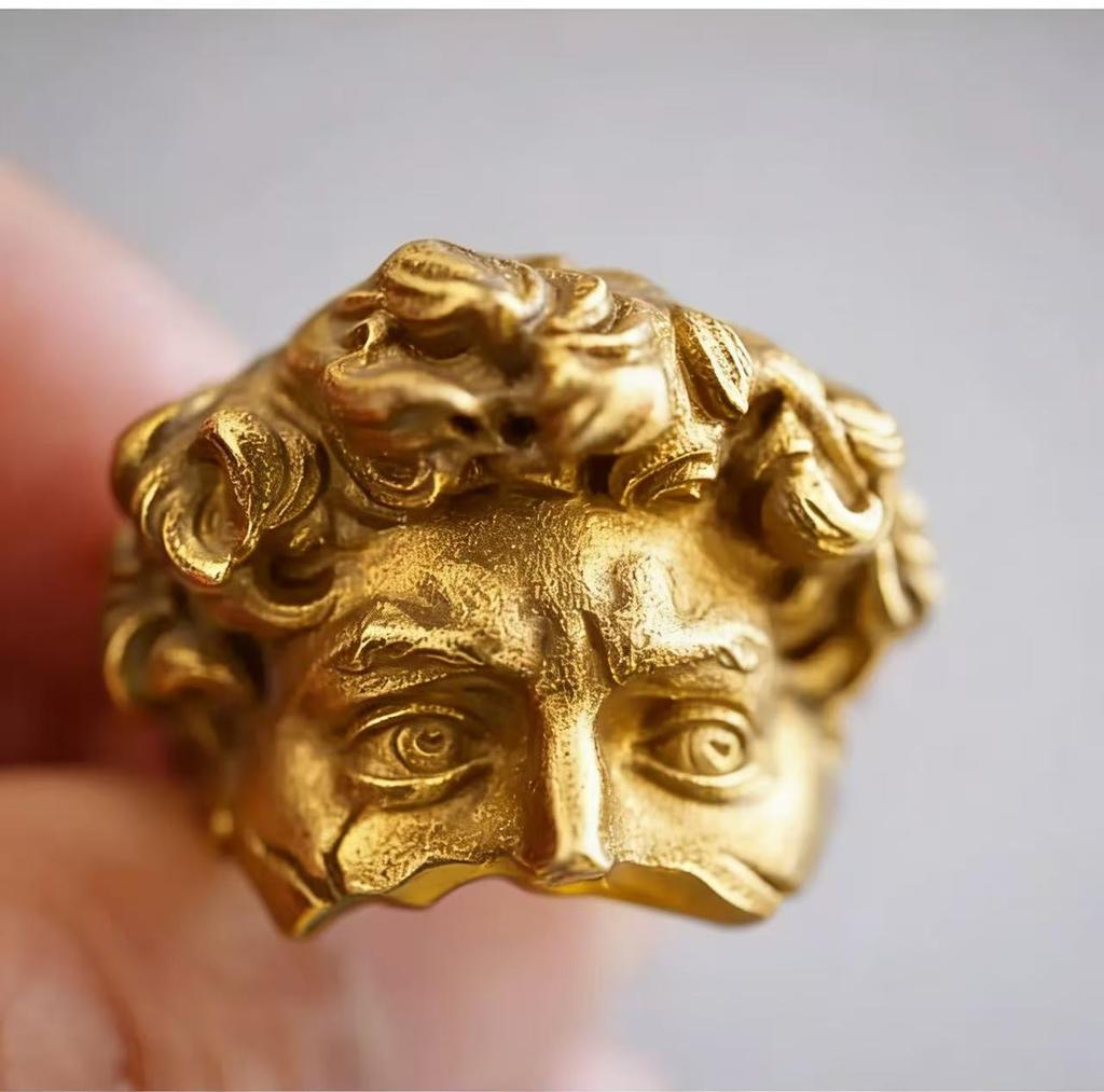 Vintage Retro Geometric Adjustable Open Ring Artistic Fashion Statement Finger Ring for Men Women Trendy Jewelry