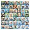 60 Cute Cat Stickers Comic Style Cats with High Appearance Playing Water Kitten Water Cup Stickers