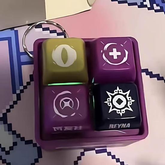 Yousheng 1/2Pcs 4-Keys Fidget Keyboard Toy Stress Anxiety Relief Keyboard Finger Clicker Keychain with Sound LED Light Portable Decompression Button