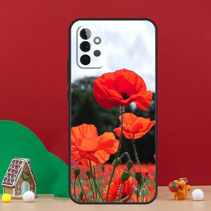 Red Corn Poppy Flower Case For Samsung Galaxy A56 A33 A13 A36 A23 A52 A32 A12 A54 A34 A14 A16 A53 A15 A35 A55 A17