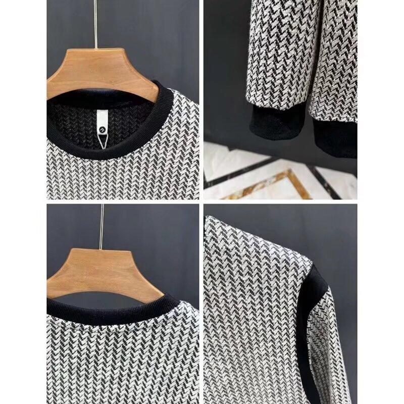 Frühling 2024 Herrenpullover Patchwork Verschiedene Farben Hautfreundlicher Stoff Modisches Vielseitiges Oberteil Lässiges Langarmhemd