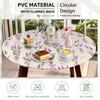 Elastic Round Table Cloth Fitted Flannel Backed Vinyl Tablecloth Waterproof Wipeable Dining Table Covers For Camping