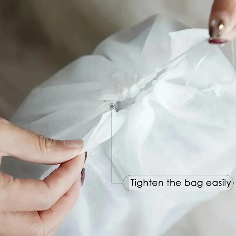 10PCS White Portable Shoe Bag Non-woven Drawstring Shoe Storage Bag Anti Yellowing Travel Storage Home Storage Supplies
