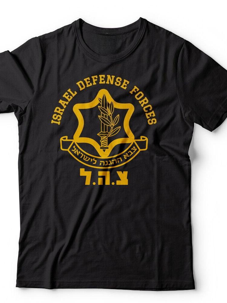 Summer Men's Israel Defense Forces Letter Printed Round Neck T-shirt 100% Cotton Casual Outdoor Loose Short Sleeve