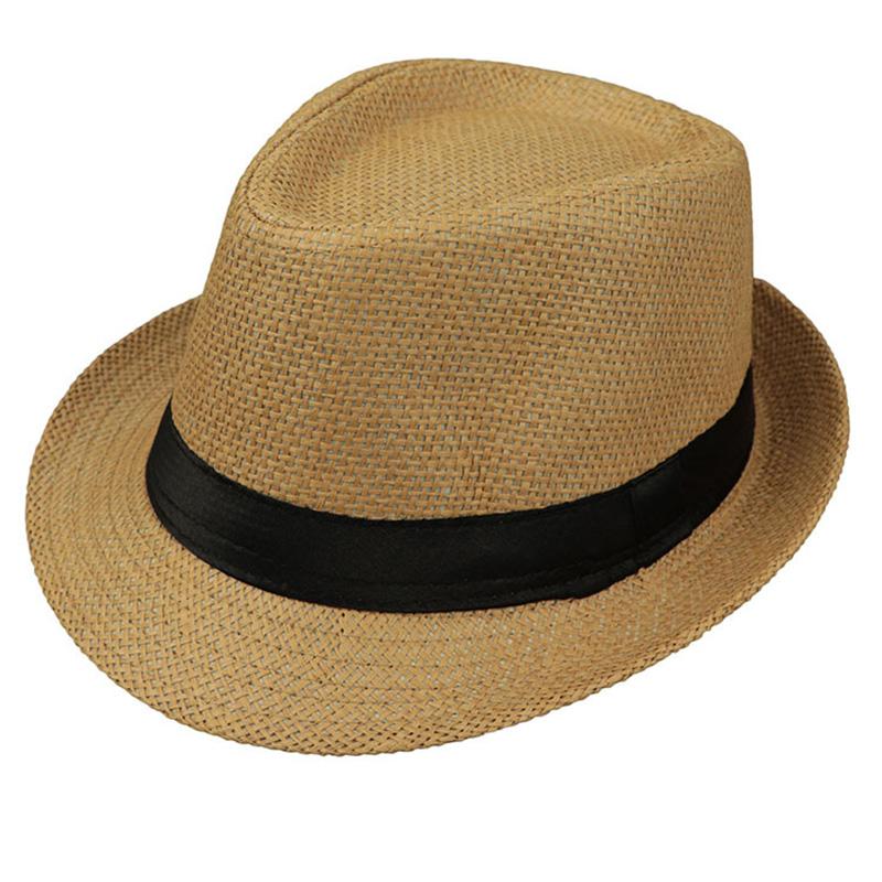 Frühling Sommer Eltern Kind Leinen Stroh Atmungsaktive Kappe Herren Reise Sonnenschutz Band Dekoration Sonnenschutz Jazz Hut Sonnenhut F58