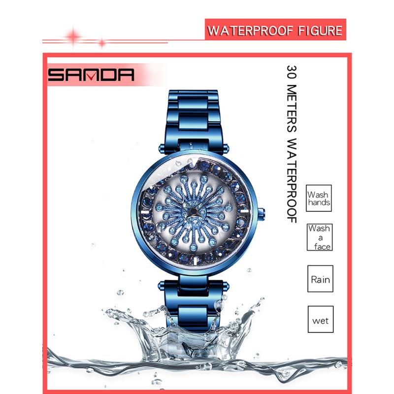 SANDA Luxus Damen Armbanduhren Mode Elegante Damenuhr Edelstahl Wasserdicht Weibliche Sternenhimmel Armbanduhr Damengeschenk