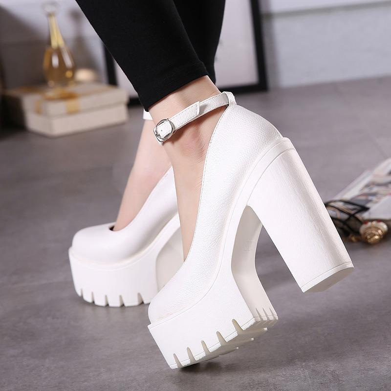 Spring new super high heel women's shoes stage model single shoes thick heel work shoes catwalk shoes women