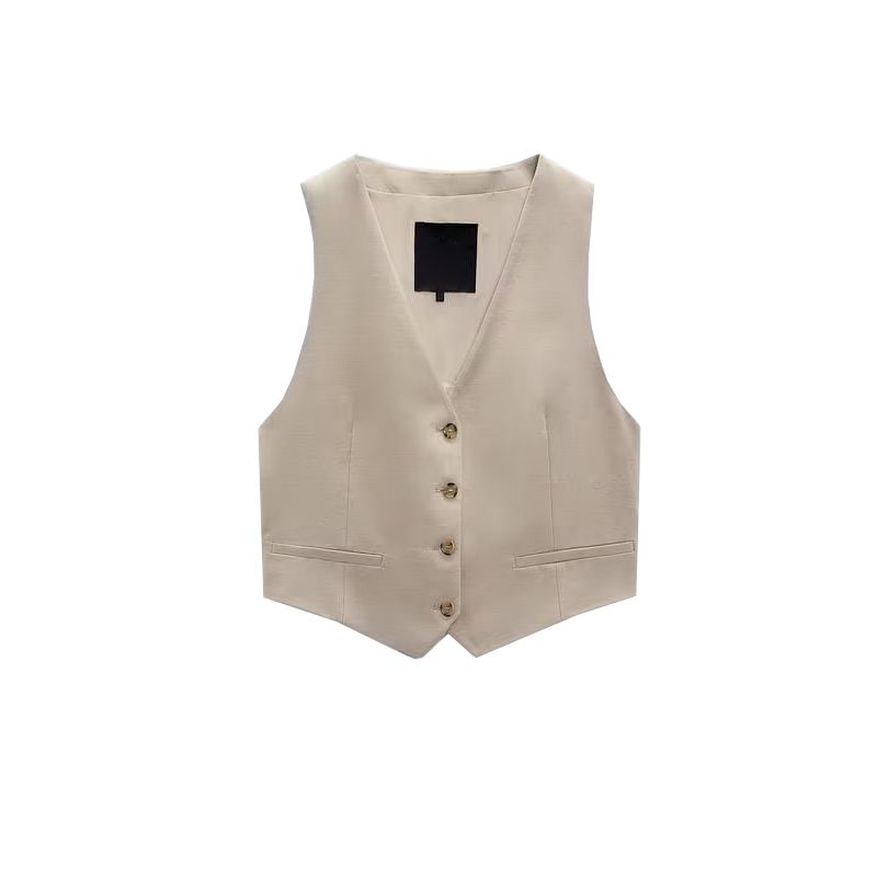 Blended High Waist Casual Shorts Waistcoat Vest Linen