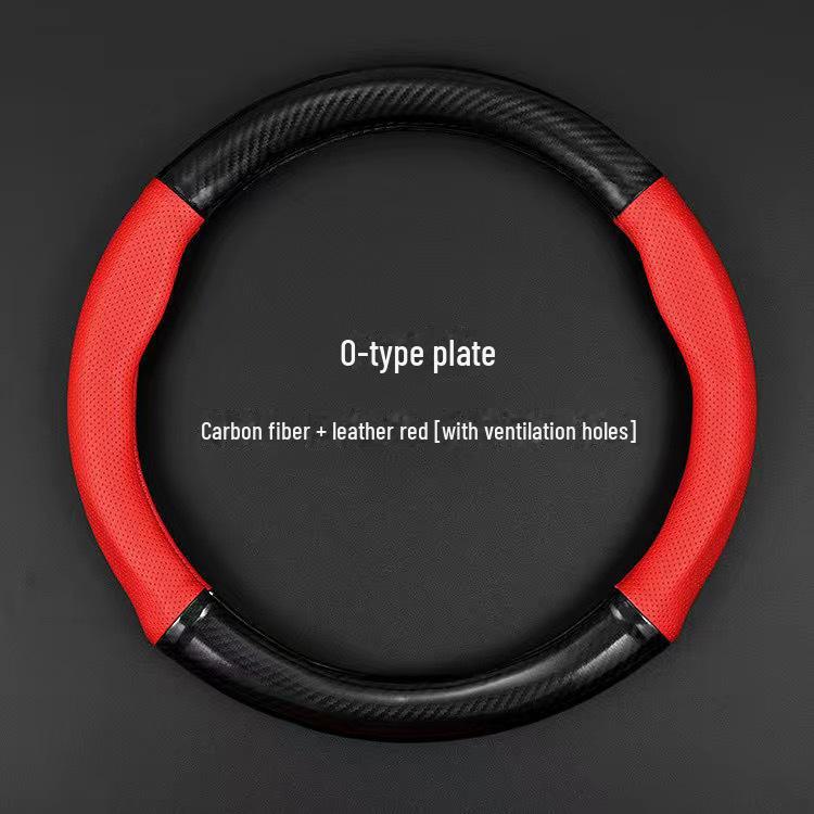 

Чехол на руль автомобиля из перфорированной кожи с углеродным волокном: Всесезонный, нескользящий, износостойкий, впитывающий пот чехол для ручки 38cm