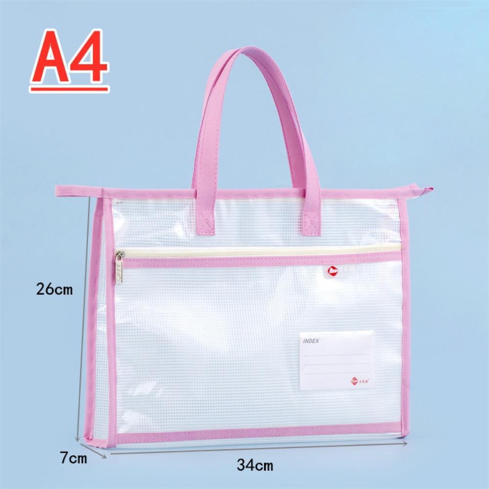 with Zipper and Handle A3 Project Bag Mesh PVC Large Capacity Mesh Art Bag Multifunctional Waterproof Storage Bag