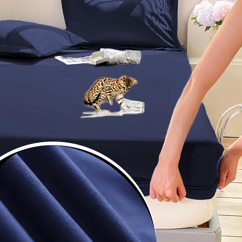 Wasserdichtes Bettlaken-Set(1*Spannbettlaken+2*Kissenbezug),Unifarbiges weiches Bettlaken Wasserdichter und staubdichter Matratzenschoner