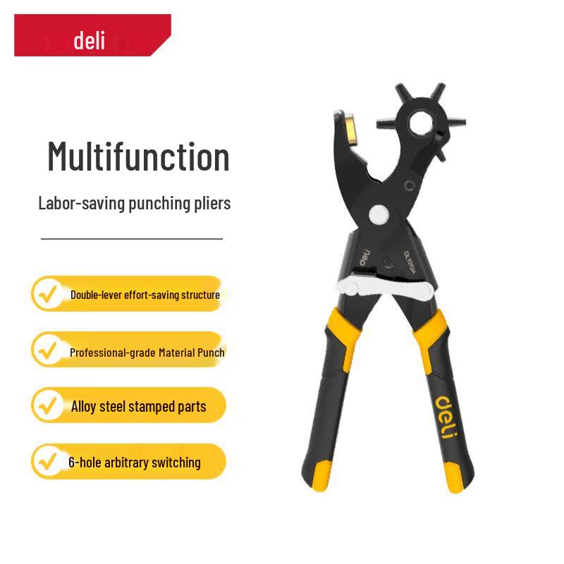 Deli 9-inch Labor-Saving 6-Hole Punch Plier