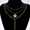 3 Stück/Set Y2K Boho Sonnenblumen Fisch Anhänger Choker Halskette für Damen Trend Sexy Bunt Kristall Brustkette Hochzeits Schmuck Geschenk
