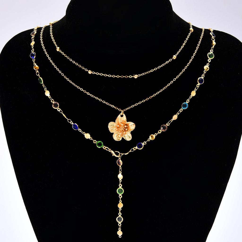 3 Stück/Set Y2K Boho Sonnenblumen Fisch Anhänger Choker Halskette für Damen Trend Sexy Bunt Kristall Brustkette Hochzeits Schmuck Geschenk
