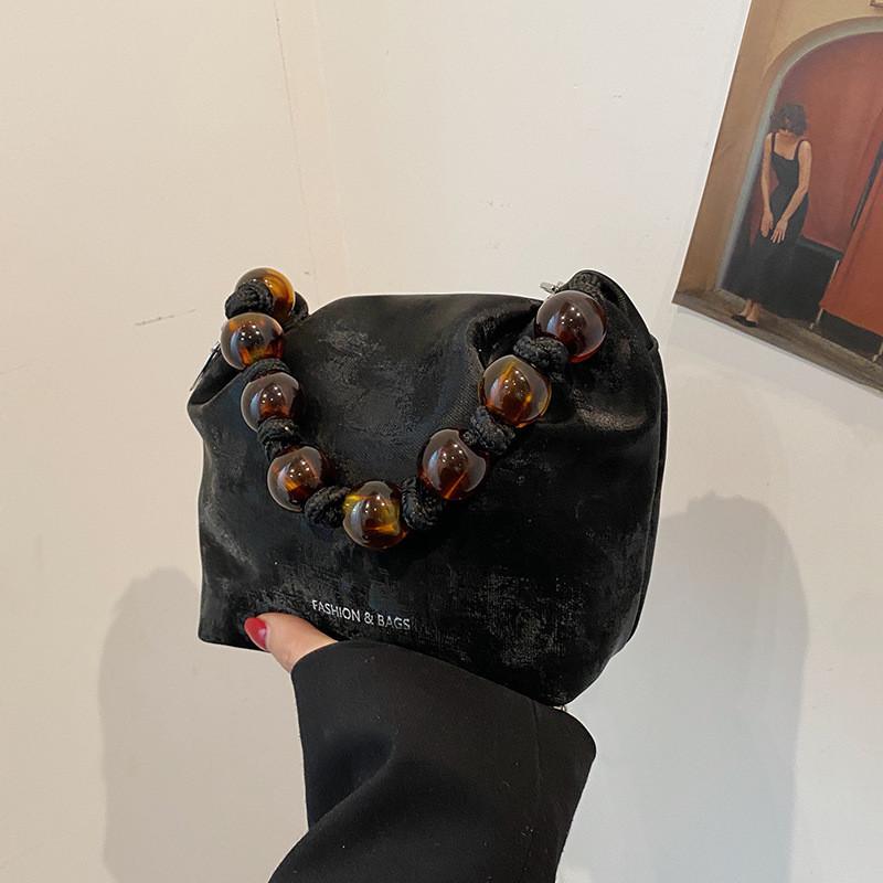 Trendy Pearl Chain Bucket Bag Street Style Fashion Handbag Women s Crossbody Bag