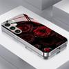 Gold-plated Tempered Glass Phone Case, Compatible Galaxy S26 S25 S24 S23 S22 Ultra Plus. Features a Red Rose Design.