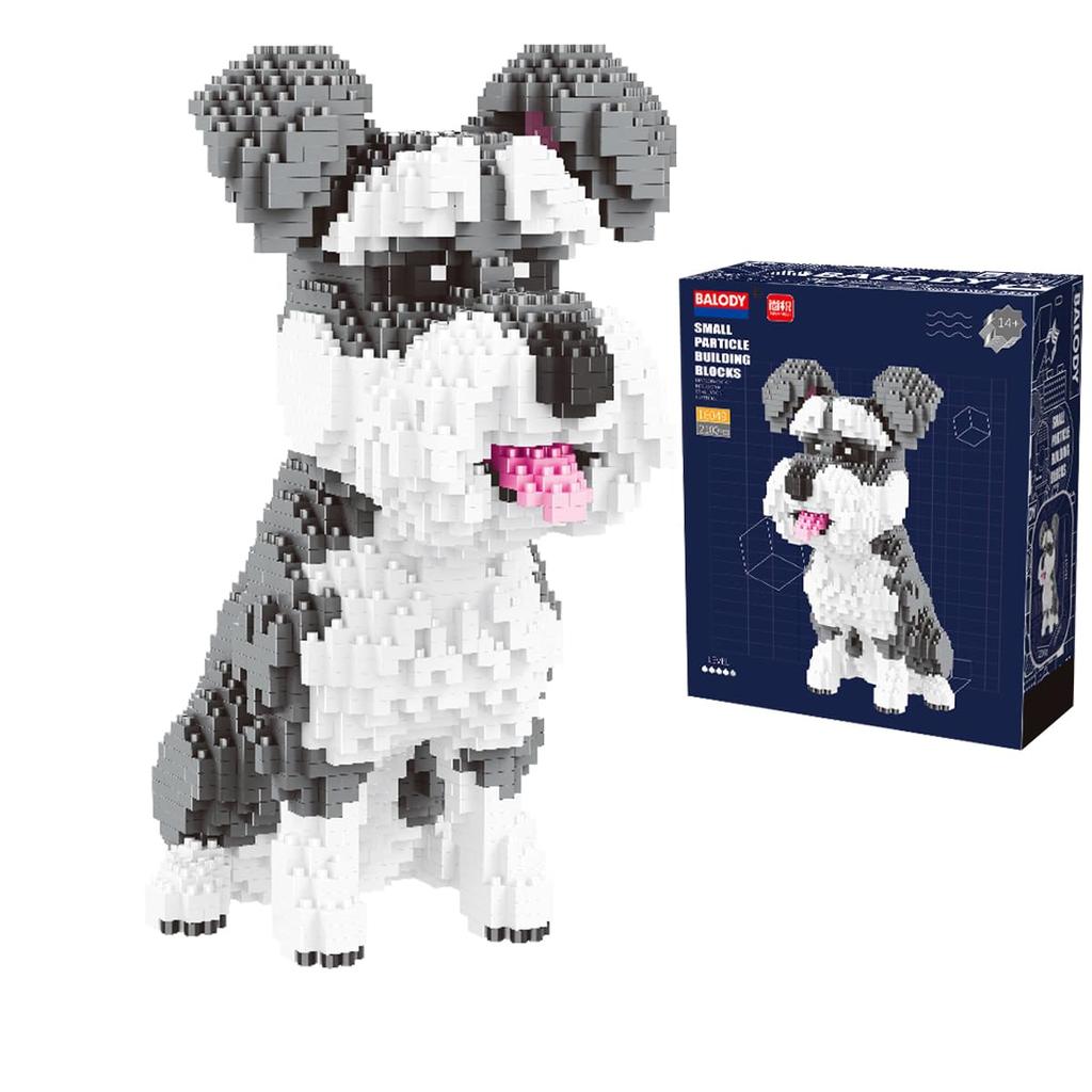 BALODY Blocks Dog Building Blocks Animal Mini Blocks Kids DIY Present Assembly Gift (Schnauzer)