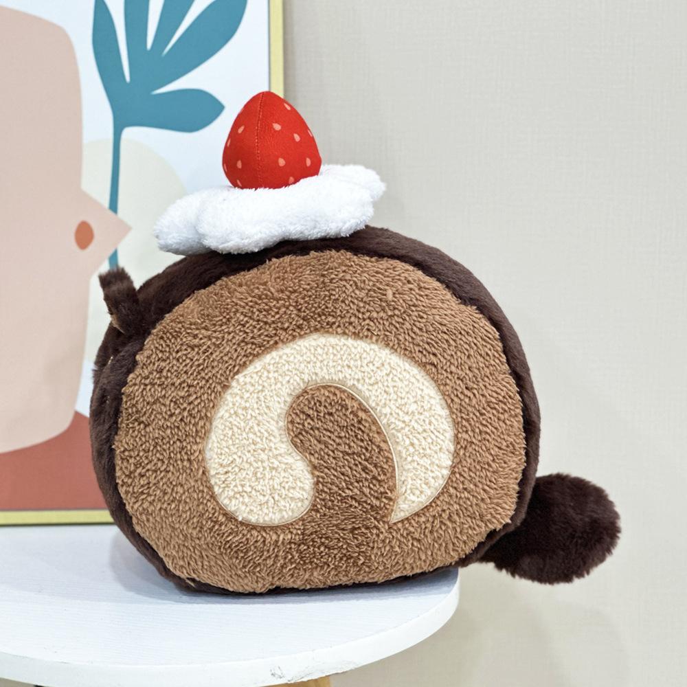 Hot Selling New Children's Toys Cute Kitten Strawberry Chocolate Swiss Roll Creative Plush Doll