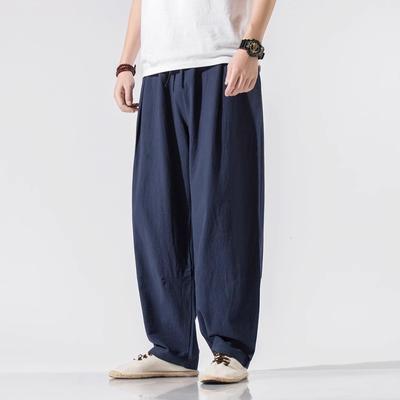 2024 Spring Autumn Cotton Harem Pants Men Solid Loose Streetwear Pants Mens Jogger Pants Chinese Style Casual Trousers Men