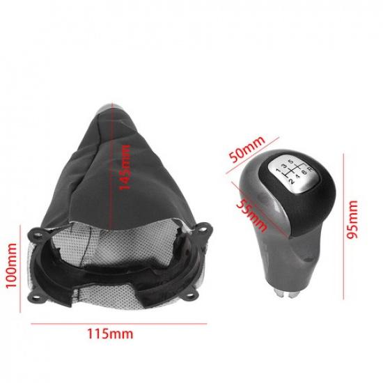 Silver Manual 6-Speed Gear Shift Knob Lever Gaitor Boot For Honda Civic DX EX LX