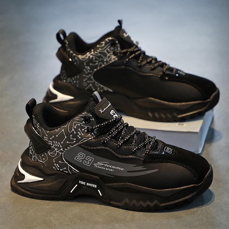 

Мужская обувь, летняя, дышащая, универсальная, повседневная, спортивная обувь 2023 года, новая, увеличивающая рост, обувь для пап, осенняя, беговая, приливная обувь 44 чёрный