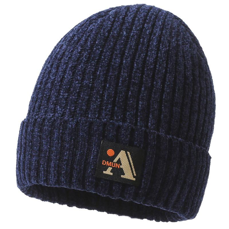 Letter A Printing Beanie Caps Solid Color Knitted Hat Windproof Fashion Gifts