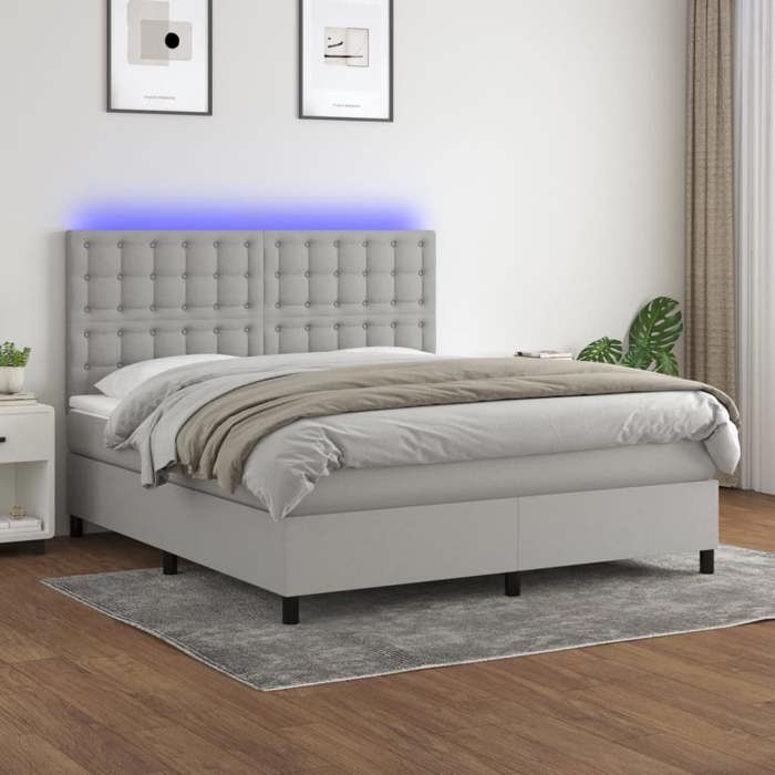 VidaXL Sommier à Lattes de Lit avec Matelas et LED, Lit Rembourré, Lit Double, Lit Adulte de Chambre à Coucher Intérieur, 3135205