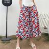 Damen Frühling und Sommer Neu Süßes Blumenmuster Draußen Tragen Baumwolle Locker Freizeit Neun-Minuten-Hose Rock Hose