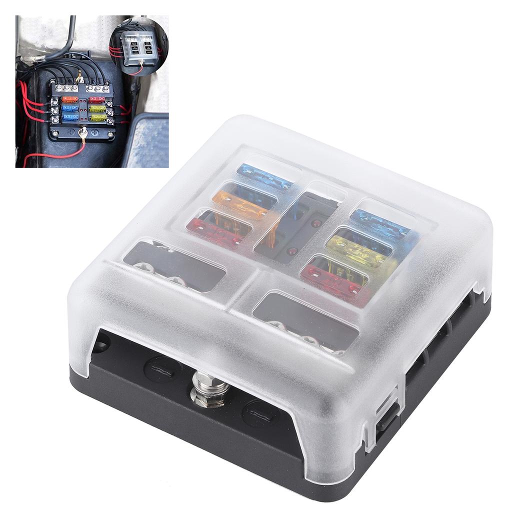 6-fach Sicherungskasten Flachsicherung Blockhalter mit LED-Kontrollleuchte für Automobil Auto Marine Boot