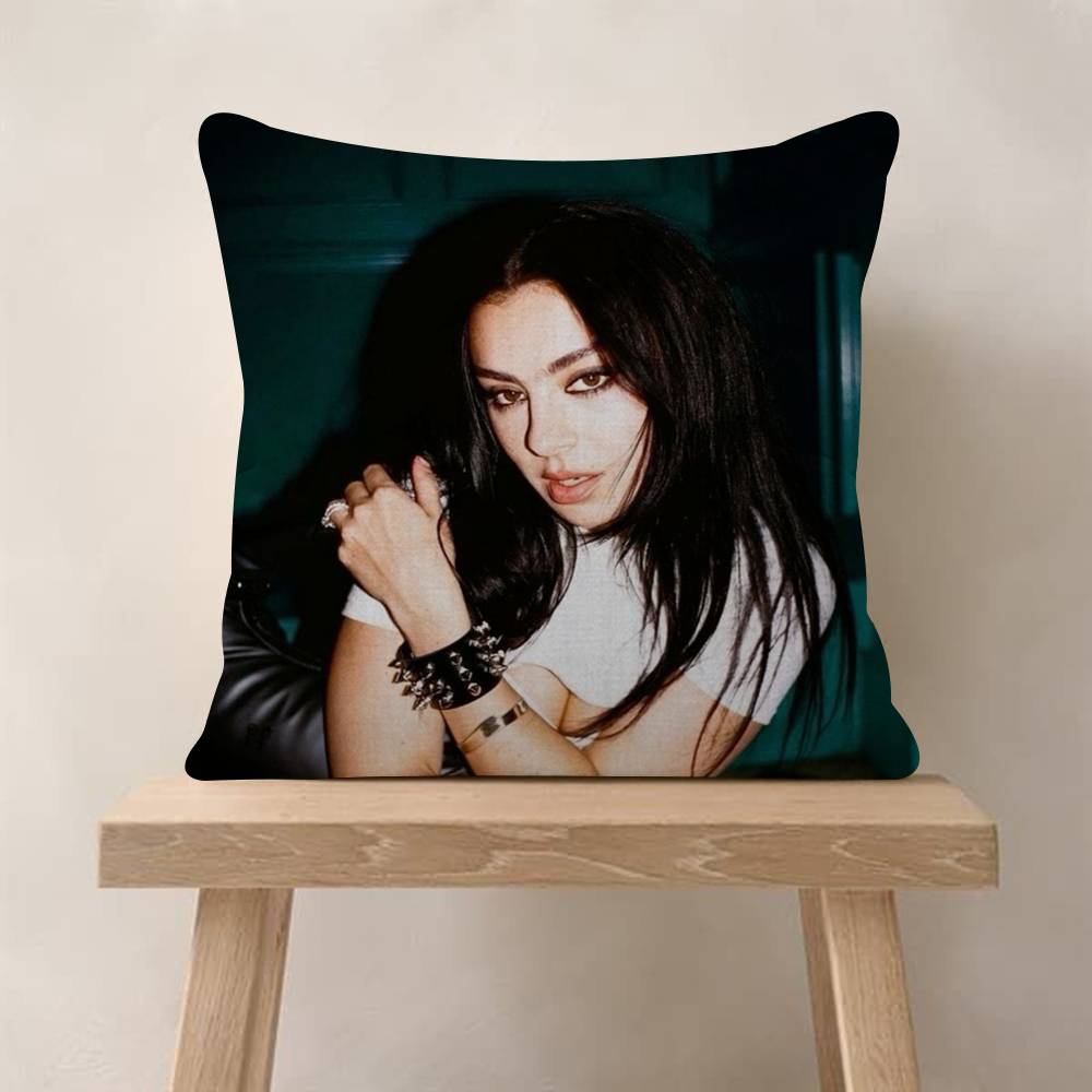 Singer CCharli XCX BRAT  Pillow Covers Cartoon Sofa Decorative Home Doublesided Printing Short Plush Cute Cushion Cover